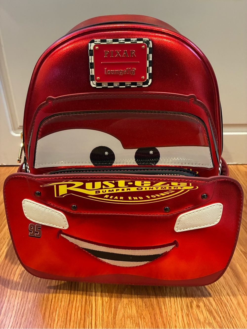 New Loungefly Disney Pixar Cars Metallic Lightning McQueen Cosplay Mini Backpack